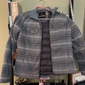 Taupe & Sage Plaid Down Bomber-Shacket